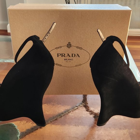 Prada Black Suede Comoscio Wedges - Picture 4 of 4